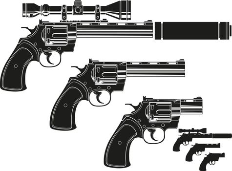 Graphic silhouette revolver with optical sight