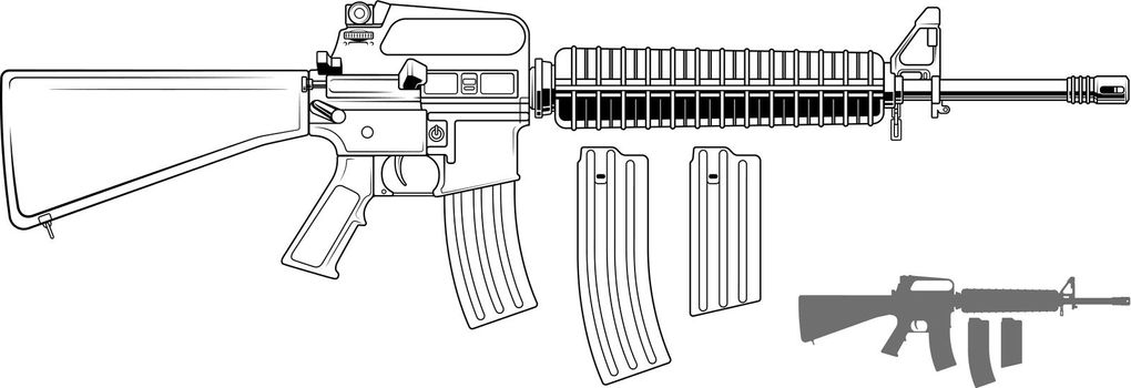 Graphic modern automatic american rifle