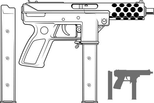 Graphic submachine gun with ammo clip