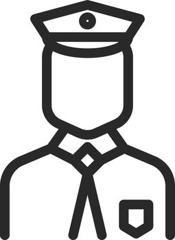 Police officer icon. Line portrait of policeman guard