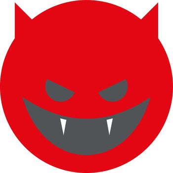 Red devil face. Evil emoji. Naughty symbol