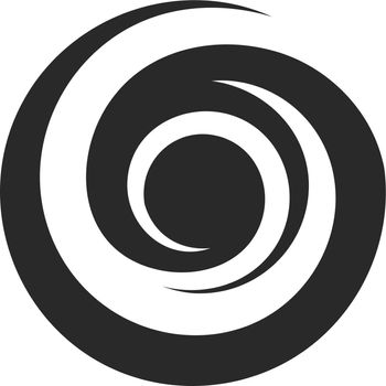 Black curl logo. Spiral loop sign. Round swirl