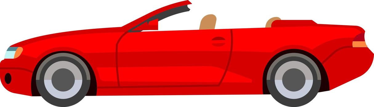 Red sport car. Bright convertible icon in cartoon style isolated on white background
