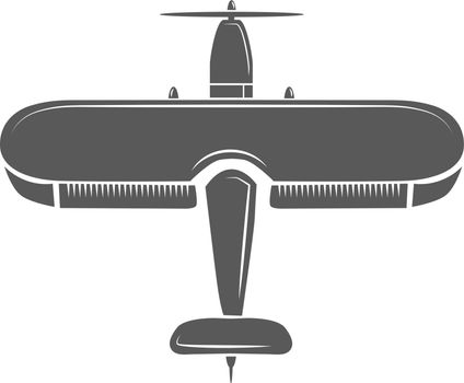 Crop duster icon. Vintage airplane. Top view