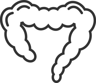 Intestine icon. Bowel symbol. Gut sign. Colon in line style