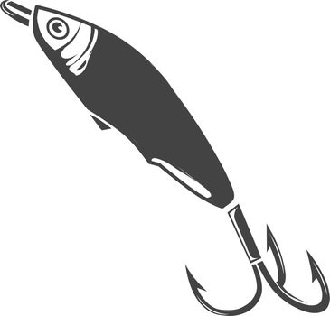 Fishing rod hook icon. Fish catching logo