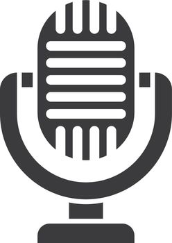 Audio record icon. Black microphone. Podcasting device