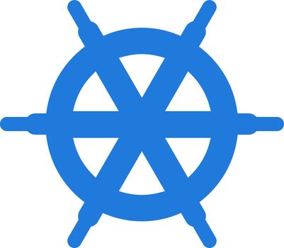 Boat wheel silhouette. Blue helm icon. Ship steer symbol