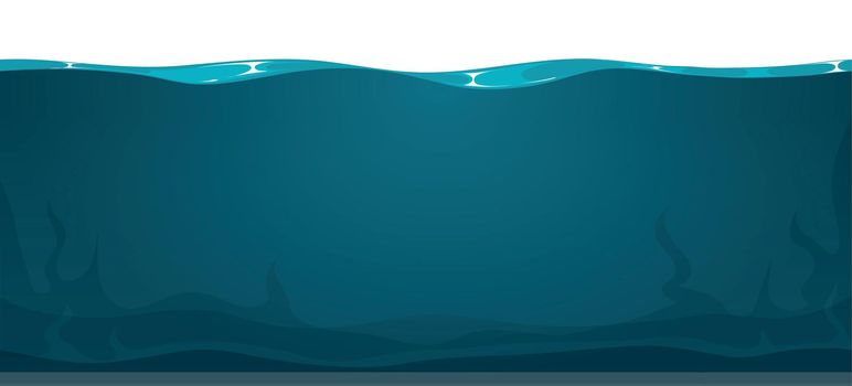 Deep sea seamless background. Cartoon ocean surface