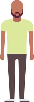 Black man figure. Flat character. Standing person