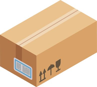 Isometric cardboard box. Carton package icon. Closed parcel