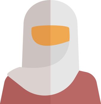 Woman covered with muslim scarf. Islamic person icon
