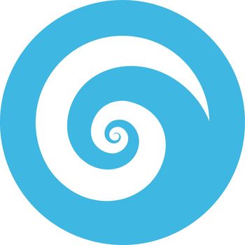 Blue circle with swirl. Wave sign. Spiral motion