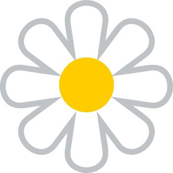 Flower icon. White daisy blossom. Cartoon camomile
