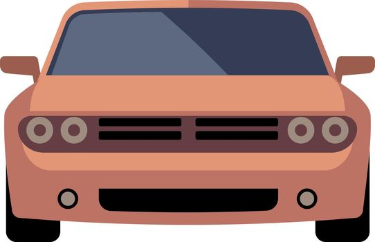 Old car logo. Brown auto front view
