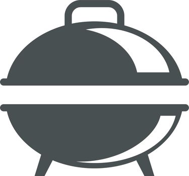 Round grill with metal lid. Barbeque icon