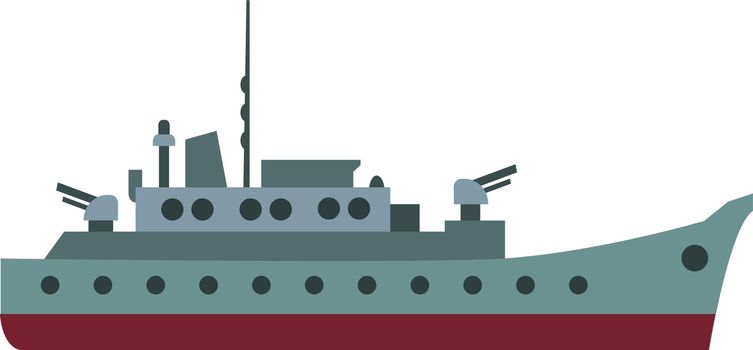 Military ship with guns. Navy force boat icon