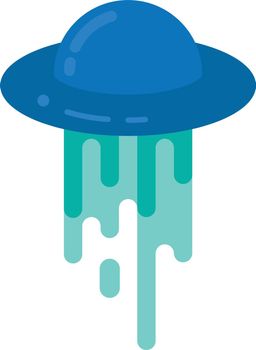 Ufo icon. Blue alien ship logo. Abducting symbol
