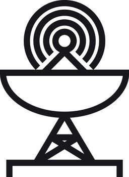 Parabolic antenna. Wireless signal receiver. Global communication device isolated on white background