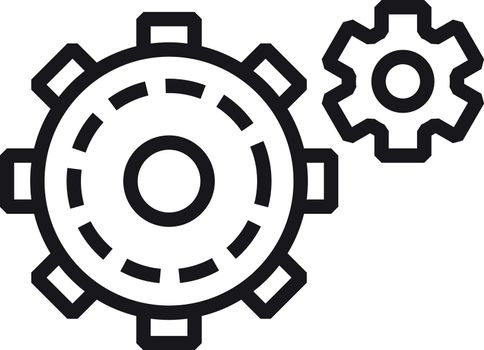 Cogwheel icon. Gear rotating together. Teamwork in process symbol