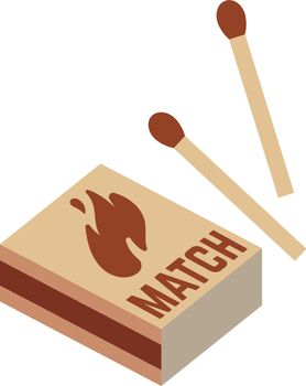 Matchbox icon. Paper box with wooden sticks. Fire danger symbol