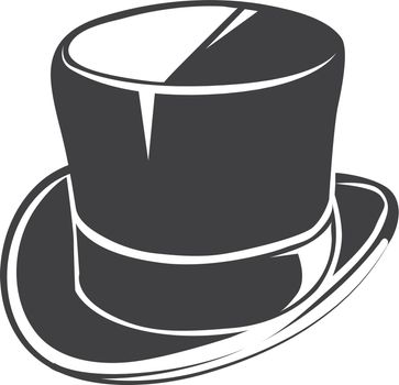 Cylinder hat icon. Black vintage gentleman cap. Magic symbol