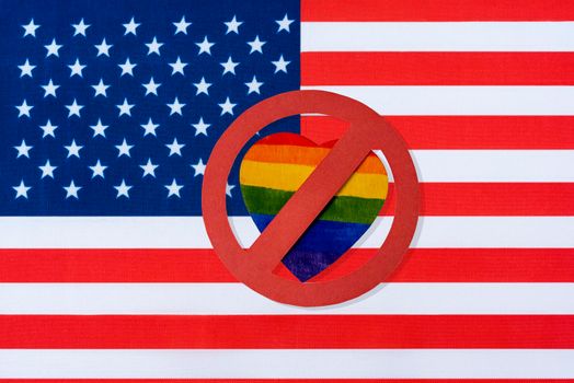 the flag of America and the ban on LGBT people.