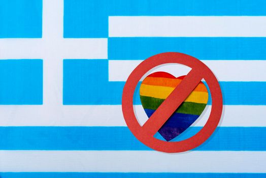 The Greek flag and the ban on LGBT people.