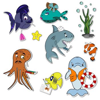 Stickers set undersea world