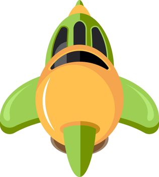 Cartoon space ship. Cute shiny spacecraft for child game