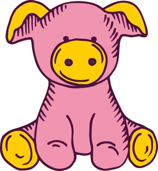Pink pig toy. Cute soft plush animal