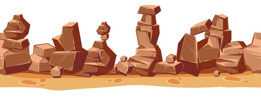 Desert rocks on ground. Wild west game background