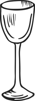 Drinking tulip glass sketch. Wine glassware icon