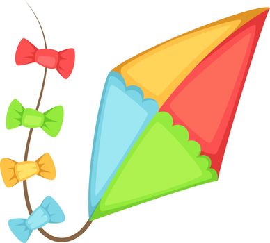 Kite icon. Summer outdoor activity symbol with colorful wings