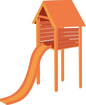 Playground slide icon. Wooden sliding plane for children play