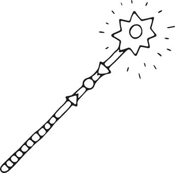 Magic wand line icon. Fairytale miracle symbol