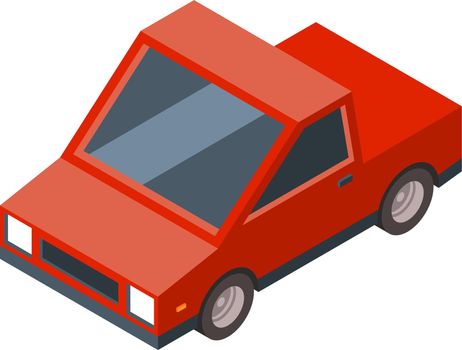 Pickup truck icon. Red isometric cargo car