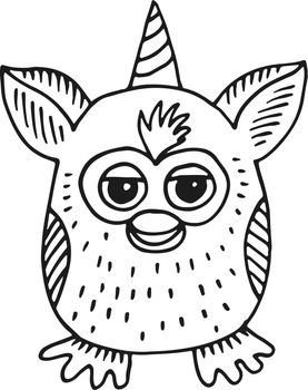 Magic owl toy. Hand drawn cute bird