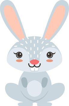 White rabbit character. Cute cartoon bunny. Forest animal