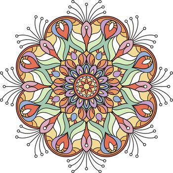 Colorful ethnic fractal. Round tribal decorative pattern