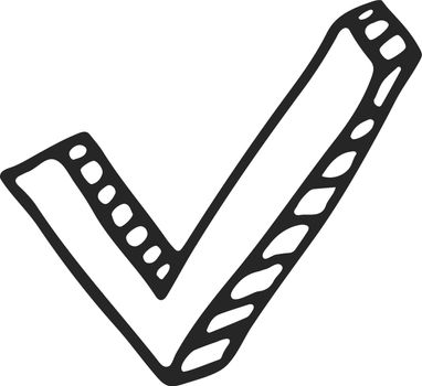 Checkmark doodle icon. Choice black line symbol