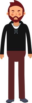 Man standing. Middle age guy with beard. Flat character