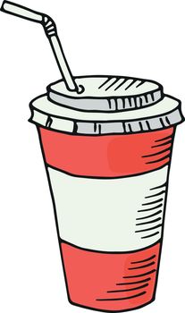 Plastic cup drink with straw. Sweet soda container
