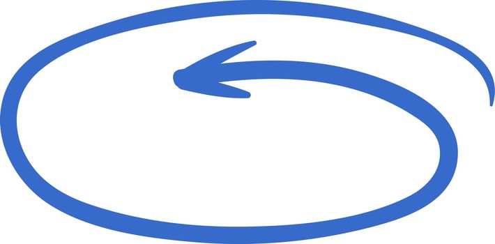 Circular blue arrow. Cycle doodle. Repeat symbol