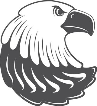 Eagle head insignia. Black patriotic bird symbol