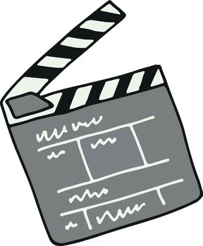 Film clapper icon. Movie production doodle symbol