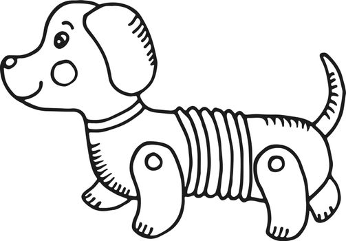 Dog toy icon. Mechanical animal kid drawing