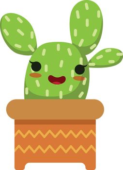 Kawaii cactus. Happy smiling cute succulent character