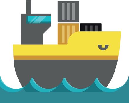Cargo ship on water icon. Sea container shipping symbol