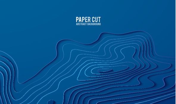 Paper cut banner concept. Paper carve blue gradient for card poster brochure flyer design in blue colors. 3d abstract background